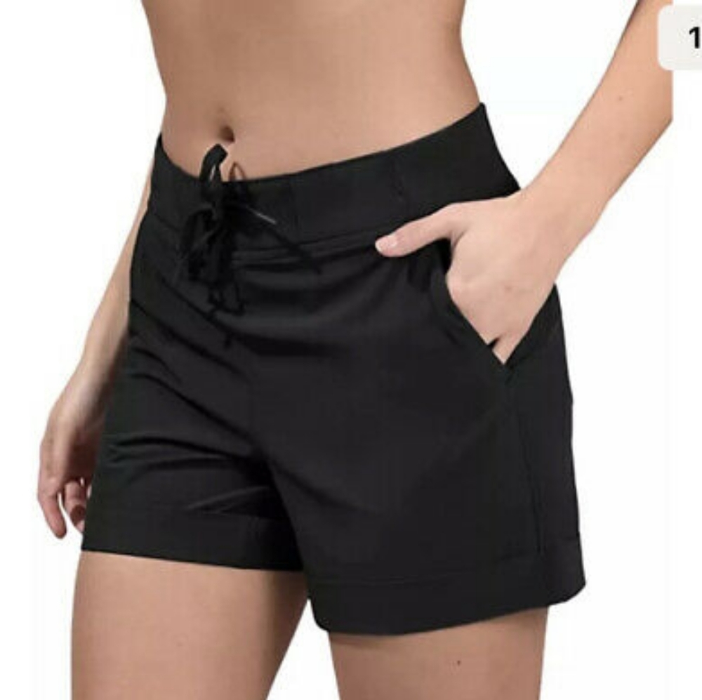 90 Degree by Reflex Stretch Comfort Woven Walking Shorts in Black Size XS